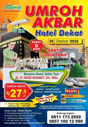 Umroh Akbar Hotel Dekat, Oktober 2025 salma tour