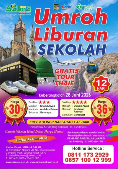 Paket Umroh Liburan Sekolah 2026 Program 12 Hari - Salma Tour