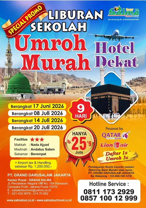 Brosur Lengkap Paket Umroh Murah Liburan Sekolah 2026 Salma Tour Jakarta