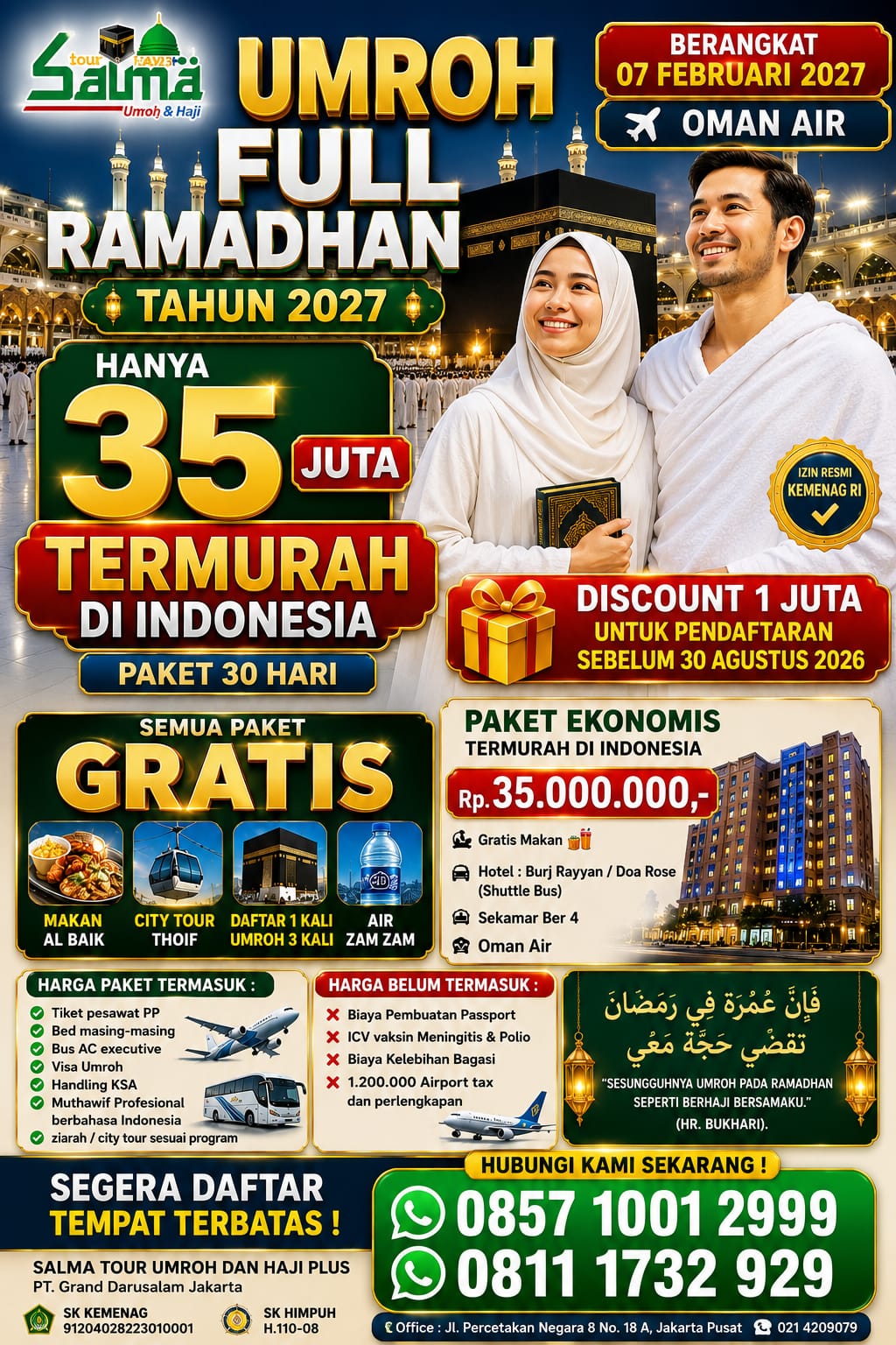 Paket Umroh Full Ramadhan 2027 Ekonomis 30 Hari