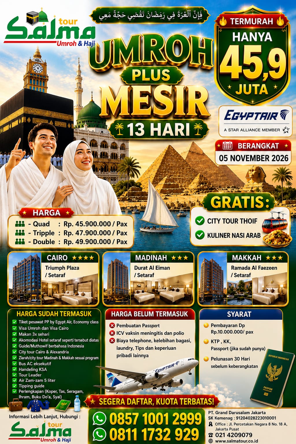 Paket Umroh Plus Mesir 13 Hari