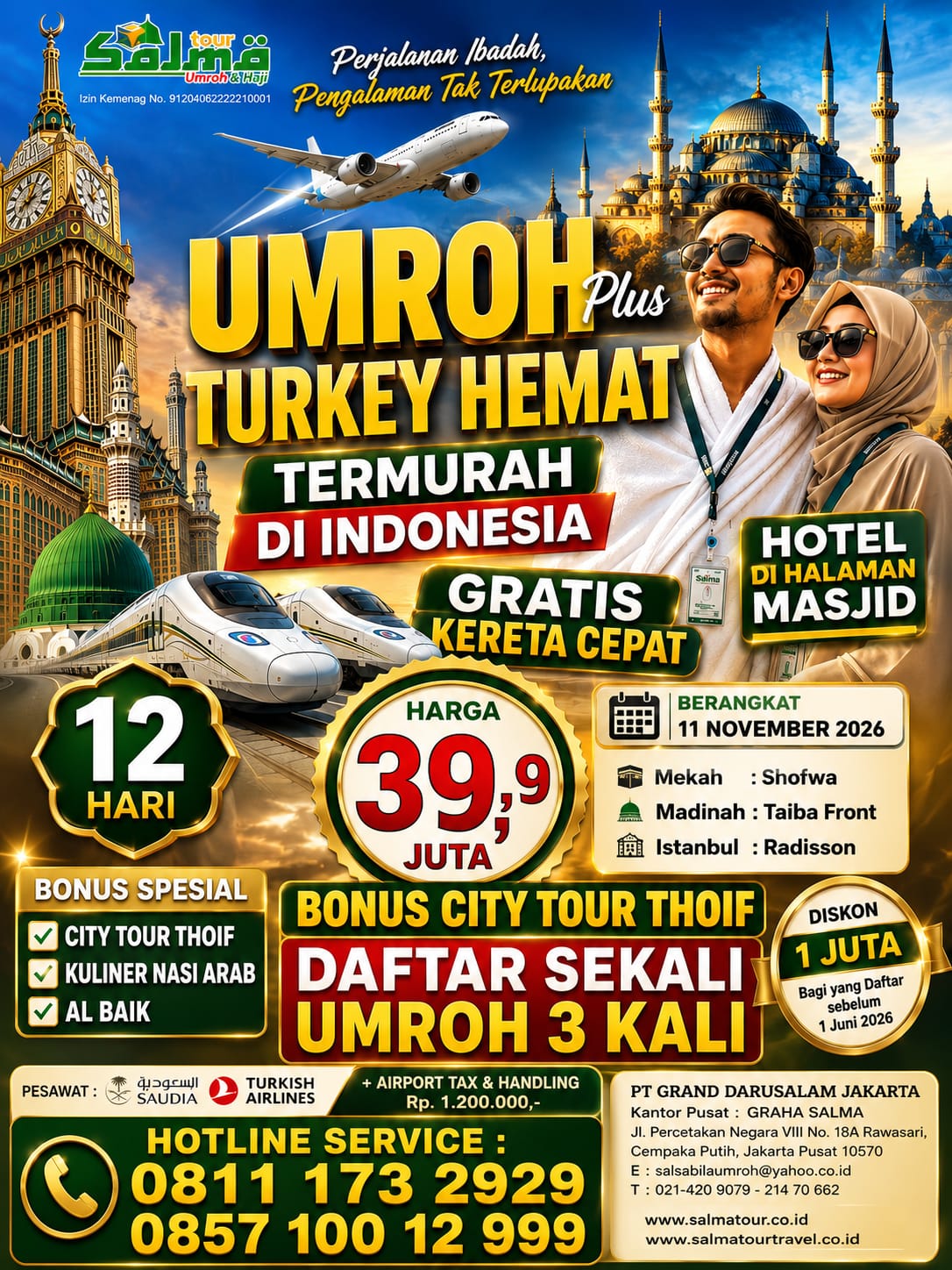 Paket Umroh Plus Turkiye Hemat 12 Hari